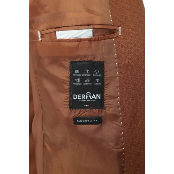 Derman Brown Patterned Fabric Luxury Suit 3 Pieces - Picture 6 of 6